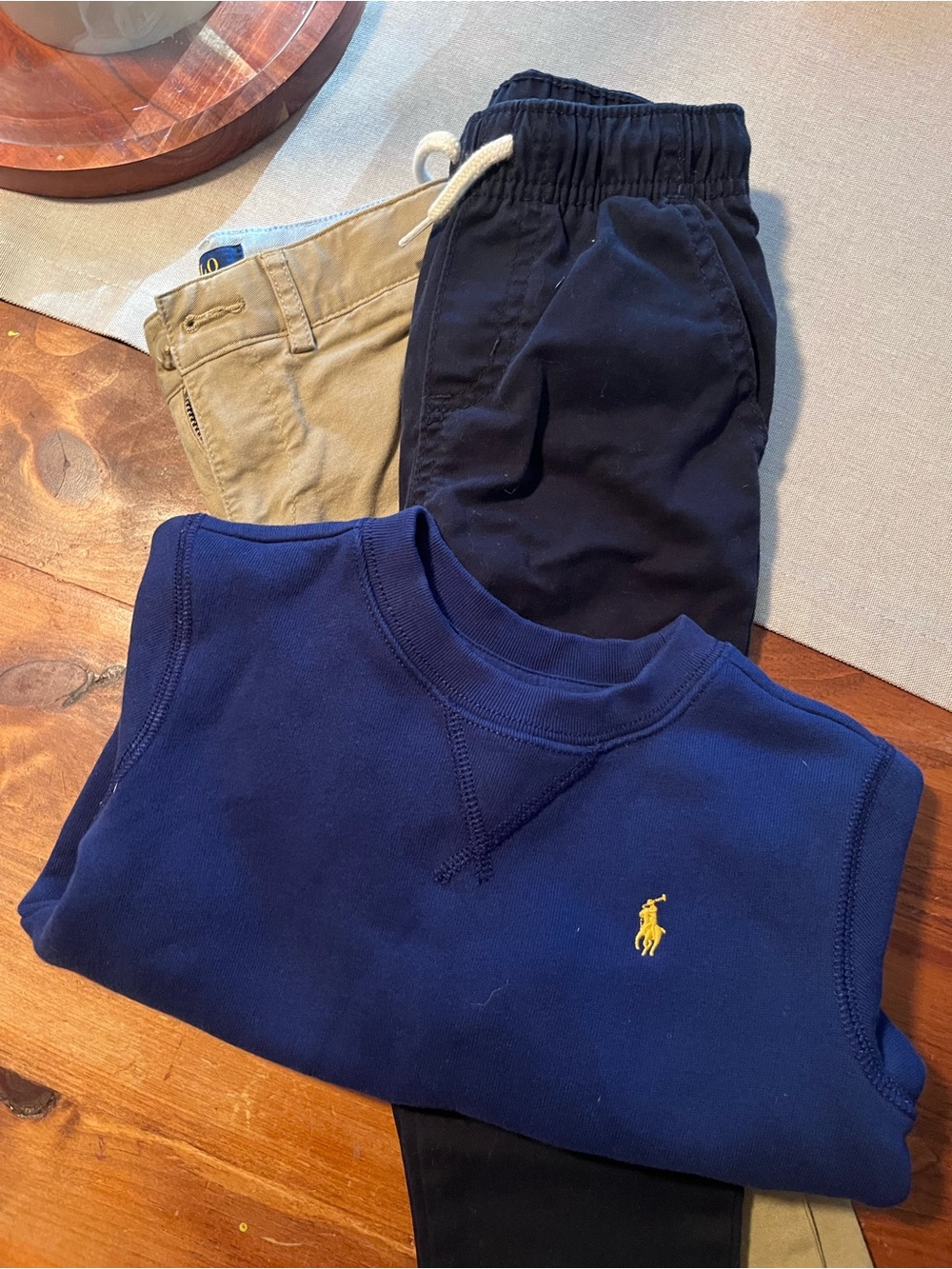 Polo by Ralph Lauren Boys' Navy Crewneck Sweatshirt with Yellow Pony Logo